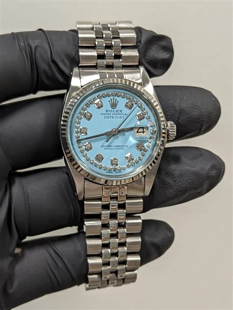 rolex tempestato di diamanti|rolex datejust blu.